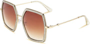 Champagne / 54 Millimeters | B07SCLWRZD | FEISEDY Women Large Hexagon Inspired Sunglasses Fashion Irregular Design Style Geometric B2503