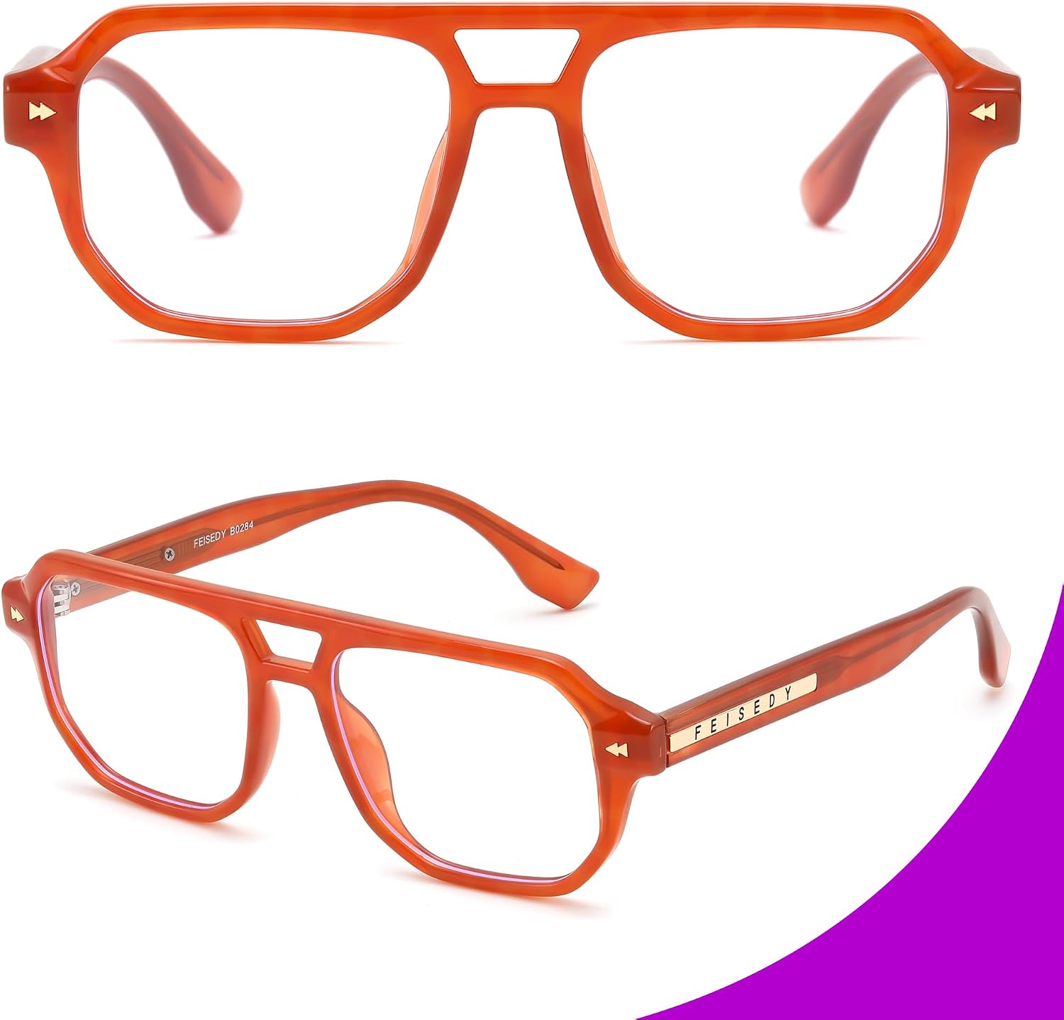 商品图片 32 | B0FHKFDMDZ | FEISEDY Aviator Blue Light Glasses for Men Women, Retro 70s Style Design TR90 Anti Glare Digital Eyestrain & Daily Wear B0284
