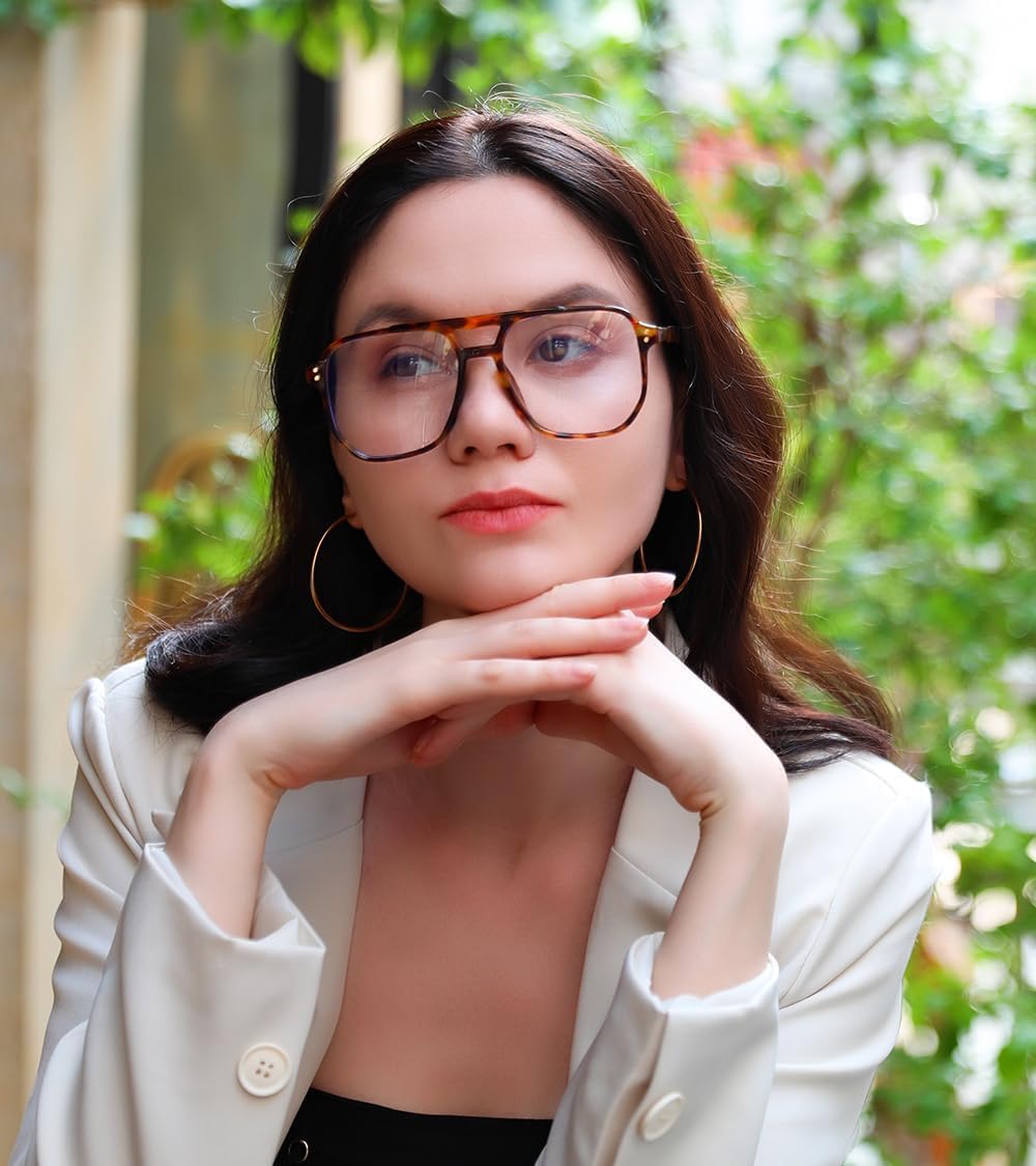 商品图片 3 | B0C6ZZXZ3F | FEISEDY Blue Light Glasses for Women Men Oversized Pilot Lightweight B2866