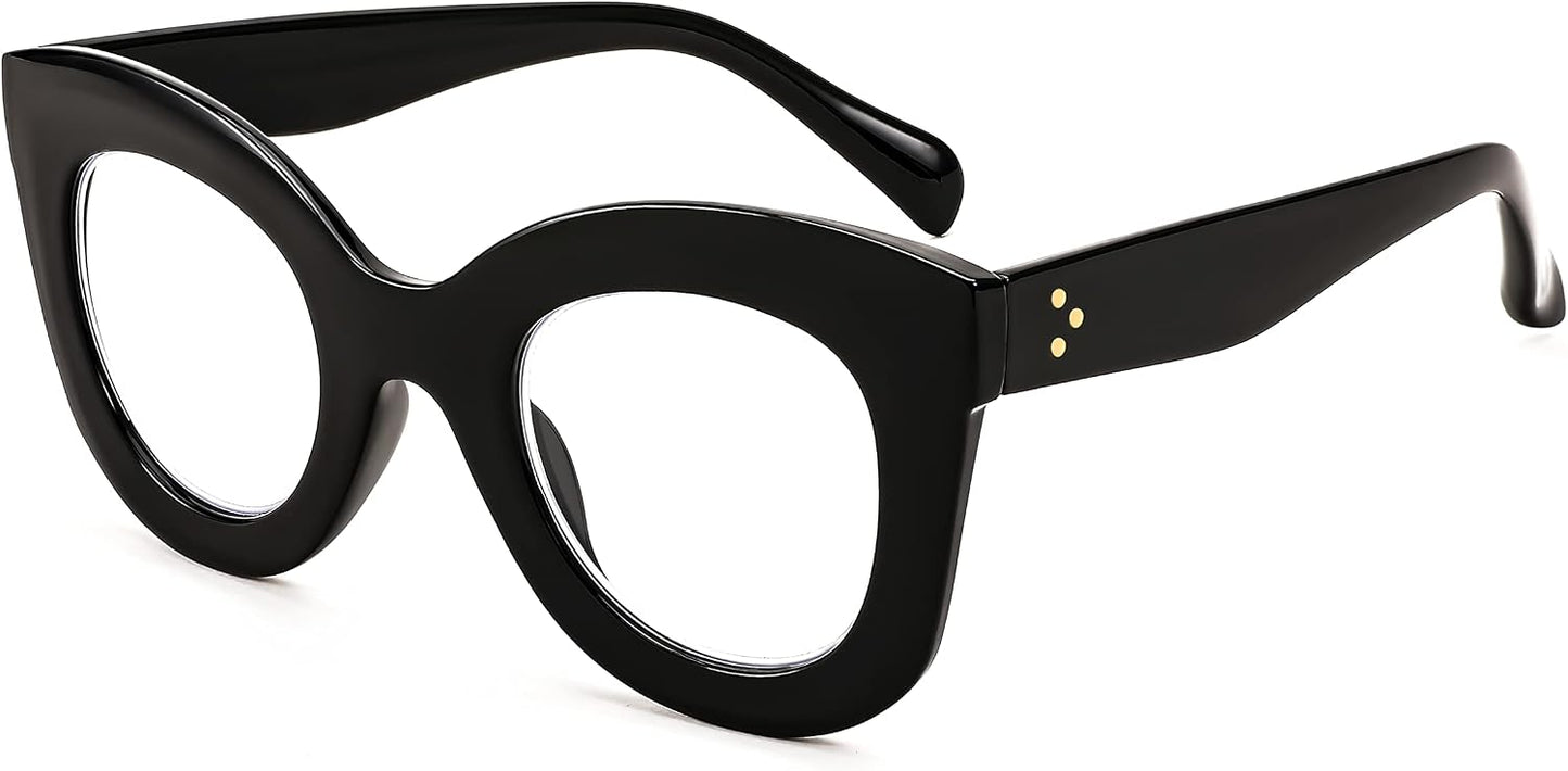 商品图片 3 | B0BGXNJFW2 | FEISEDY Retro Oversized Blue Light Blocking Reading Glasses Thick Frame Anti Glare Digital Eyestrain Readers B2980