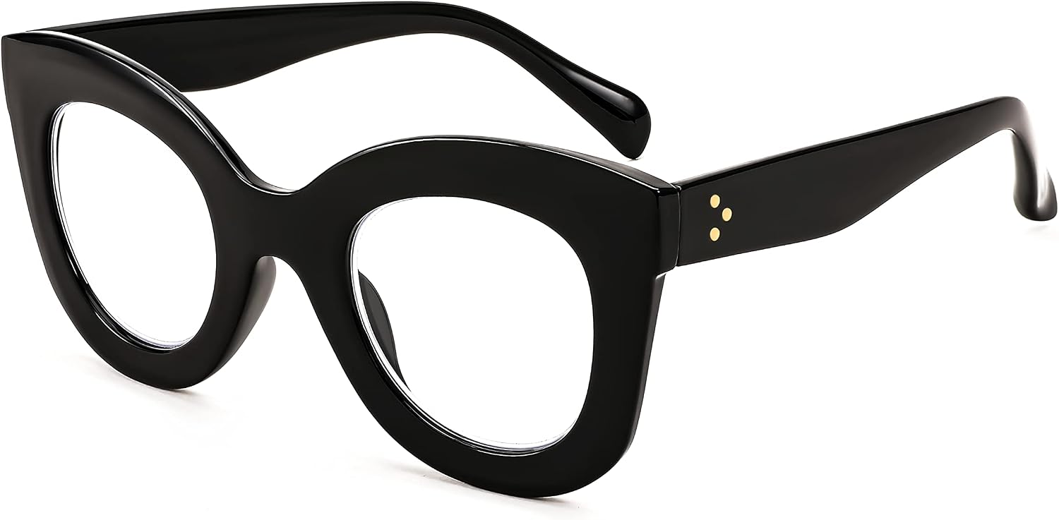 商品图片 3 | B0BGXNJFW2 | FEISEDY Retro Oversized Blue Light Blocking Reading Glasses Thick Frame Anti Glare Digital Eyestrain Readers B2980