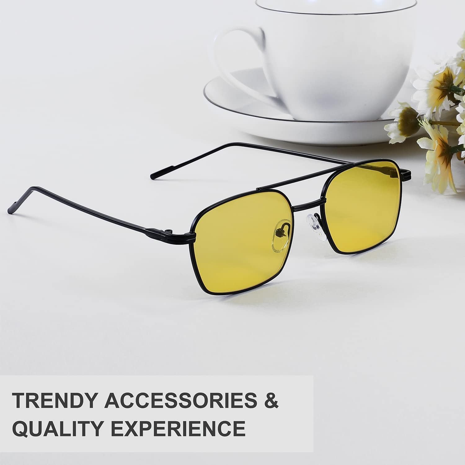 商品图片 26 | B09GKB6G1G | FEISEDY Fashion Square Aviator Sunglasses Women Men Trendy Retro Metal Frame Sun Glasses Candy Color Lens B1036