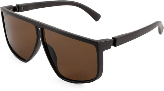 Brown / 58 Millimeters | B08QMP8RBG | FEISEDY Square Oversized Sunglasses for Women Men Flat Top Fashion Shades B2669