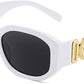 003 White Frame/Gray Lens / 54 Millimeters | B0B5V9PPQJ | FEISEDY Retro Trendy Rectangle Sunglasses Women Men Narrow Shades B2322