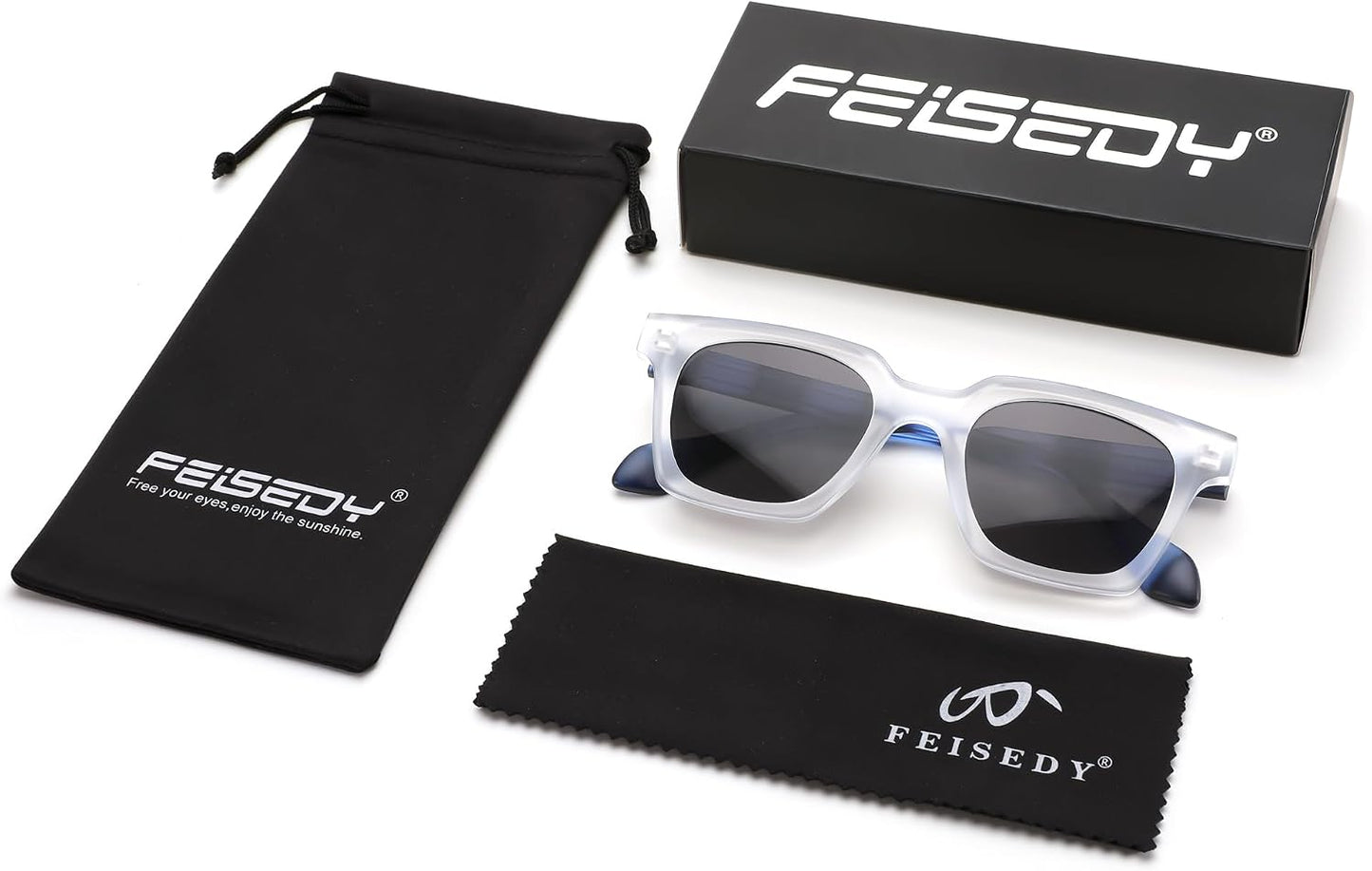 商品图片 28 | B0D7CC769X | FEISEDY Retro Square Sunglasses Women Men Trendy Rectangle Thick Frame Shades Classic Designer Sun Glasses B0198