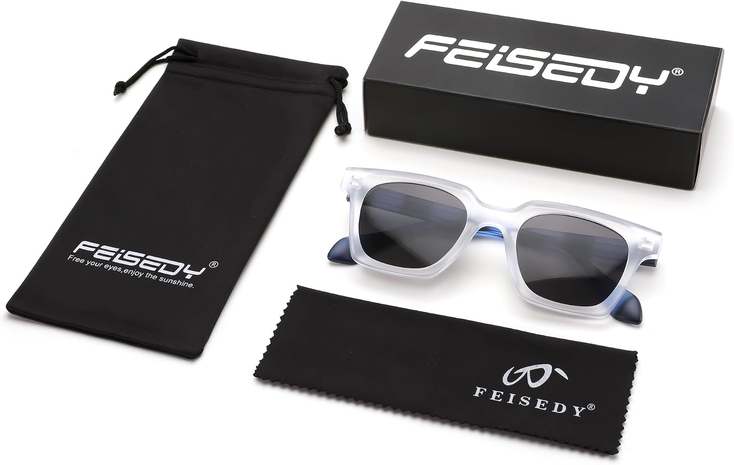 商品图片 28 | B0D7CC769X | FEISEDY Retro Square Sunglasses Women Men Trendy Rectangle Thick Frame Shades Classic Designer Sun Glasses B0198