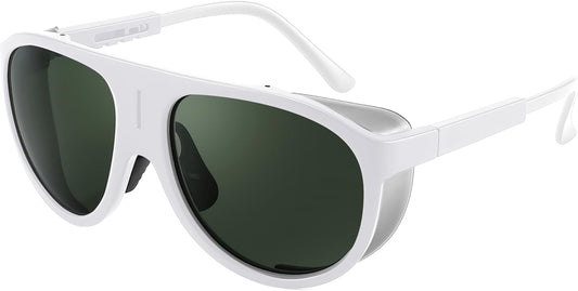 002 - White Green / 63 Millimeters | B0CNCYZBZP | FEISEDY Men Women Aviator Polarized Sunglasses Vintage Oversized Oval Sun Glasses for Adults Eyewear UV400 Protection B2811