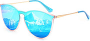 Blue Pink - Blue Revo / 58 Millimeters | B0DGC6Q2TH | FEISEDY Sunglasses for Women Men Retro Round Cateye Designer Cute Mirrored UV Protection Lens B0210