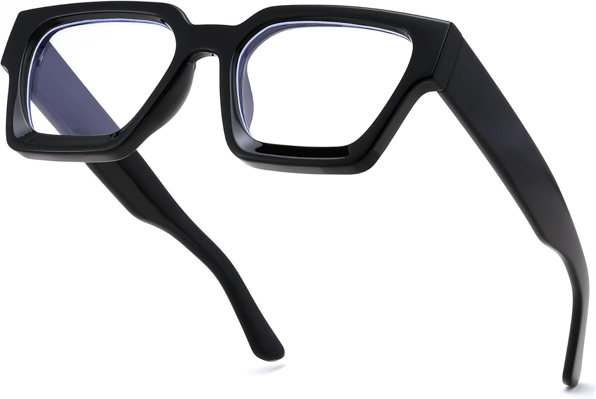 Black / 53 Millimeters | B0DXDYMMPM | FEISEDY Retro Blue Light Blocking Glasses for Women Men 90s Classic Rectangle Frame Thick Chic Computer Eyeglasses B2383R