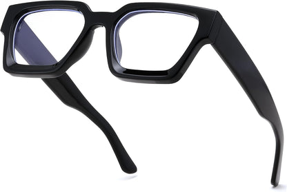 Black / 53 Millimeters | B0DXDYMMPM | FEISEDY Retro Blue Light Blocking Glasses for Women Men 90s Classic Rectangle Frame Thick Chic Computer Eyeglasses B2383R