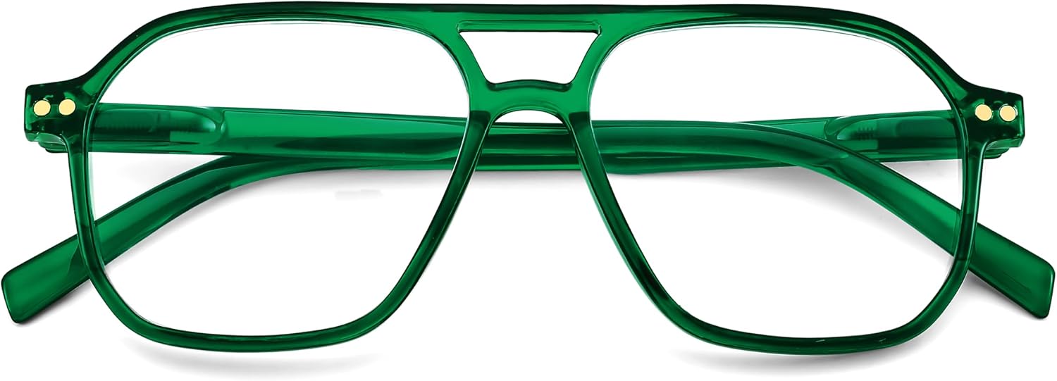 商品图片 25 | B0CNCZF5FL | FEISEDY Retro Aviator Reading Glasses Square Readers for Women Men B0068 | Spring Hinge, Blue Light Reading Glasses,Stylish reading glasses for men