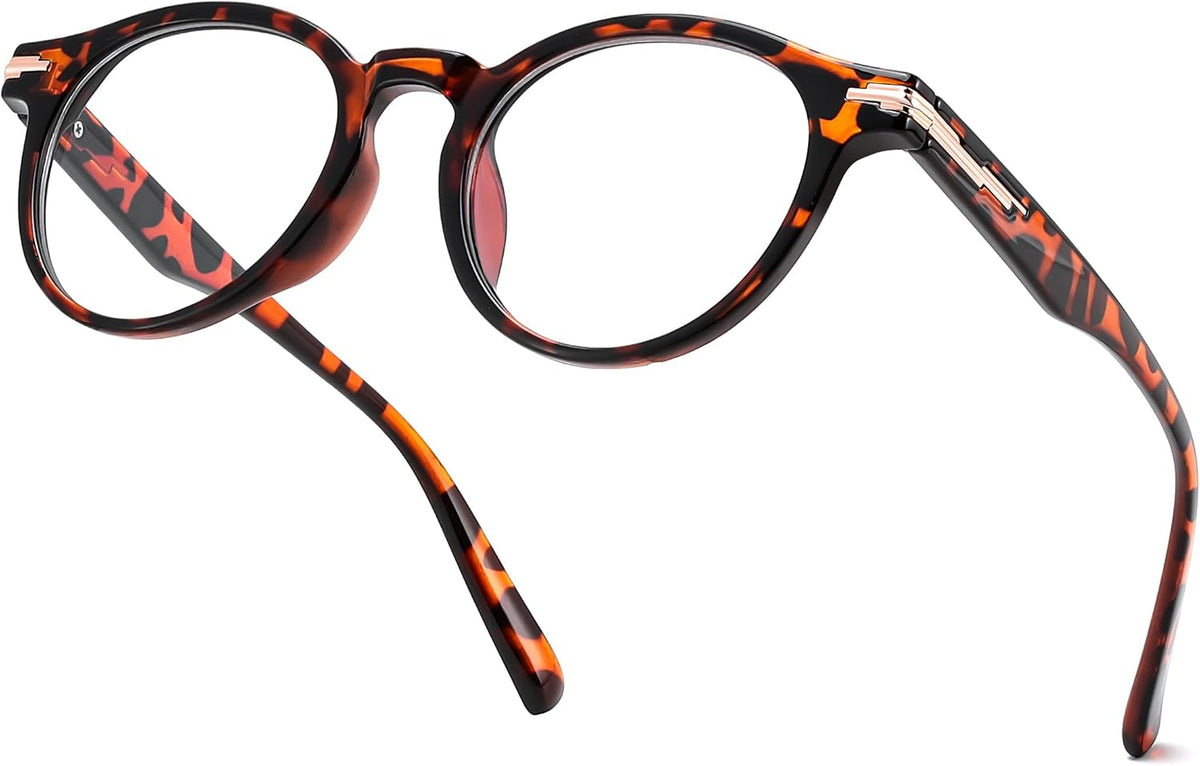 Tortoise / 49 Millimeters | B0HBQ4NRZ3 | FEISEDY Stylish Round Blue Light Blocking Glasses for Women Men B0469