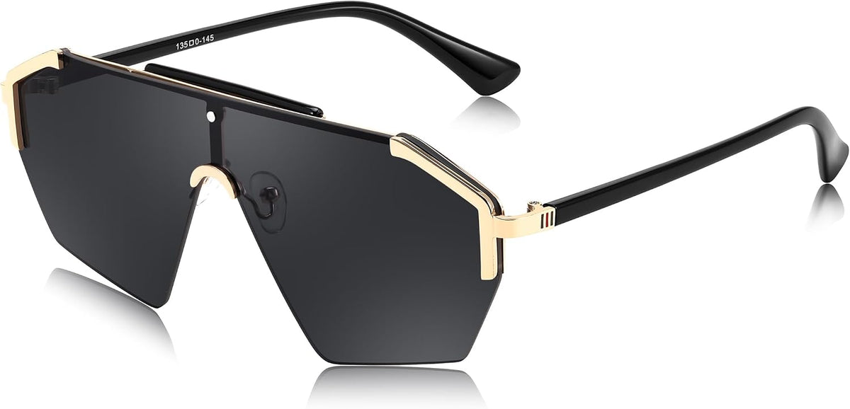 ÉÌƷͼƬ 3 | B0D6G3P982 | FEISEDY Fashion Flat One Piece Oversized Sunglasses Rimless Irregular Stylish Retro Design Shade Women Men B0153