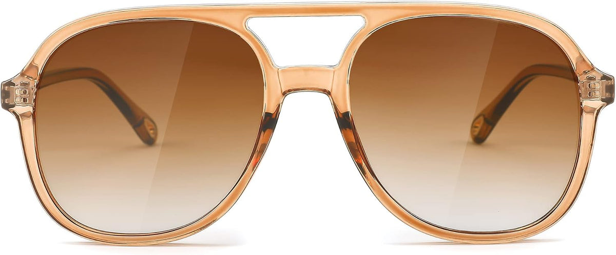 003 Brown - Gradient Tea / 56 Millimeters | B0C27PGFFJ | FEISEDY Retro Aviator Sunglasses Women Men Classic Square Shades Trendy Sun Glasses UV400 Protection B2394