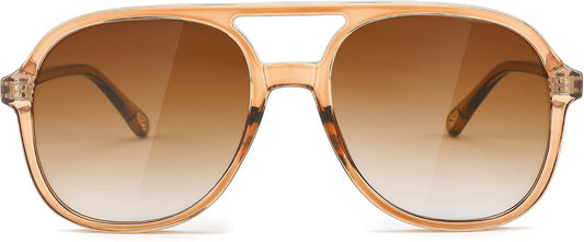 003 Brown - Gradient Tea / 56 Millimeters | B0C27PGFFJ | FEISEDY Retro Aviator Sunglasses Women Men Classic Square Shades Trendy Sun Glasses UV400 Protection B2394