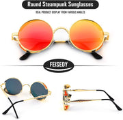 ÉÌƷͼƬ 33 | B0CHLX78KB | FEISEDY Retro Steampunk Sunglasses for Men Women, Round Metal Frame Gothic Vintage Style B2820