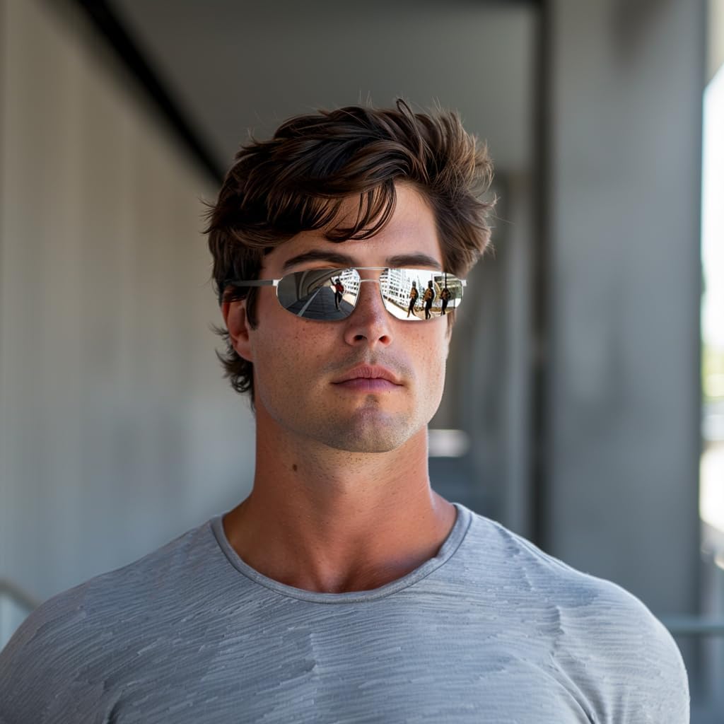 商品图片 11 | B0D22TVRVN | FEISEDY Vintage Sunglasses Men Polarized, Aviator Metal Frame Lightweight, Driving Fishing Running B0057
