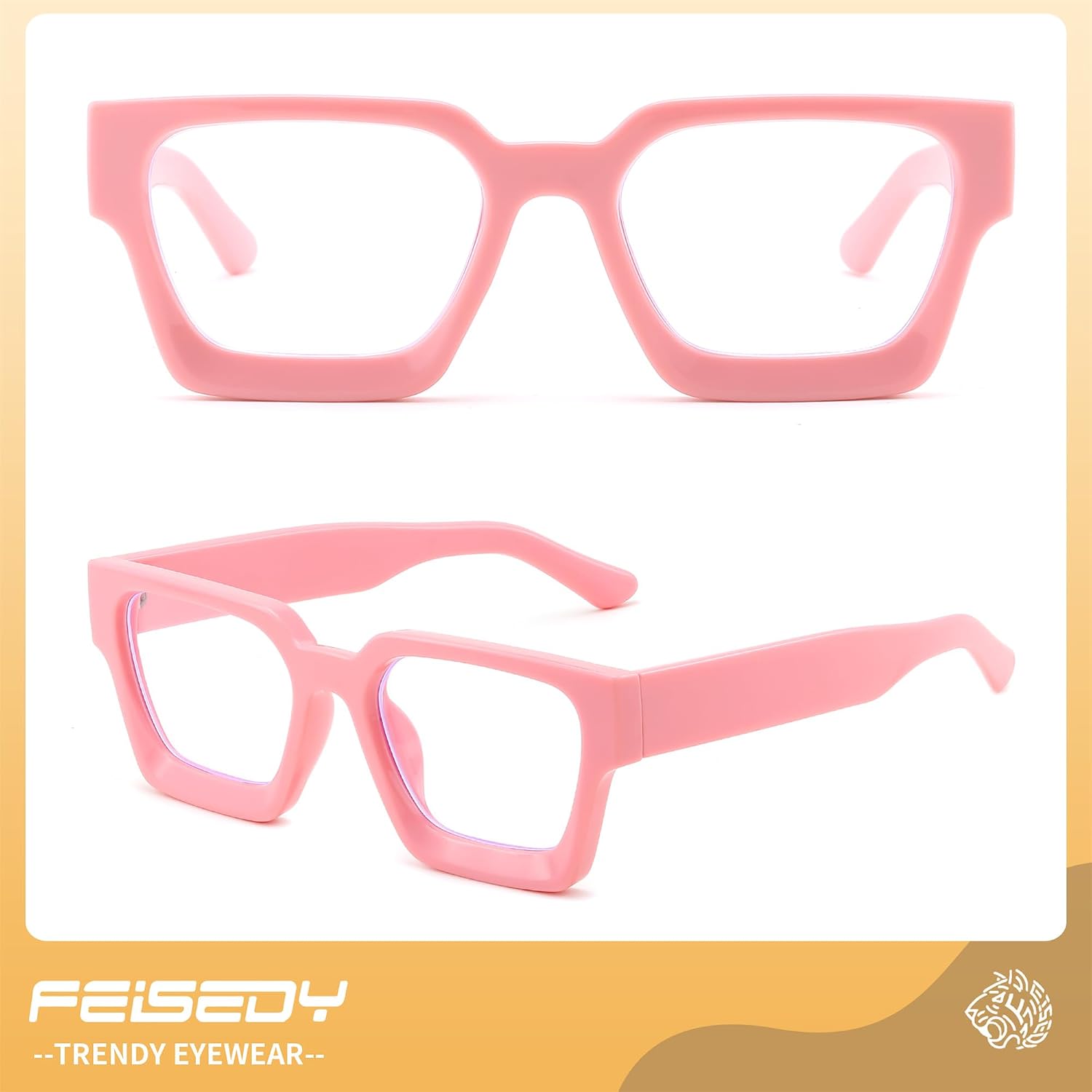 商品图片 22 | B0DXDYMMPM | FEISEDY Retro Blue Light Blocking Glasses for Women Men 90s Classic Rectangle Frame Thick Chic Computer Eyeglasses B2383R