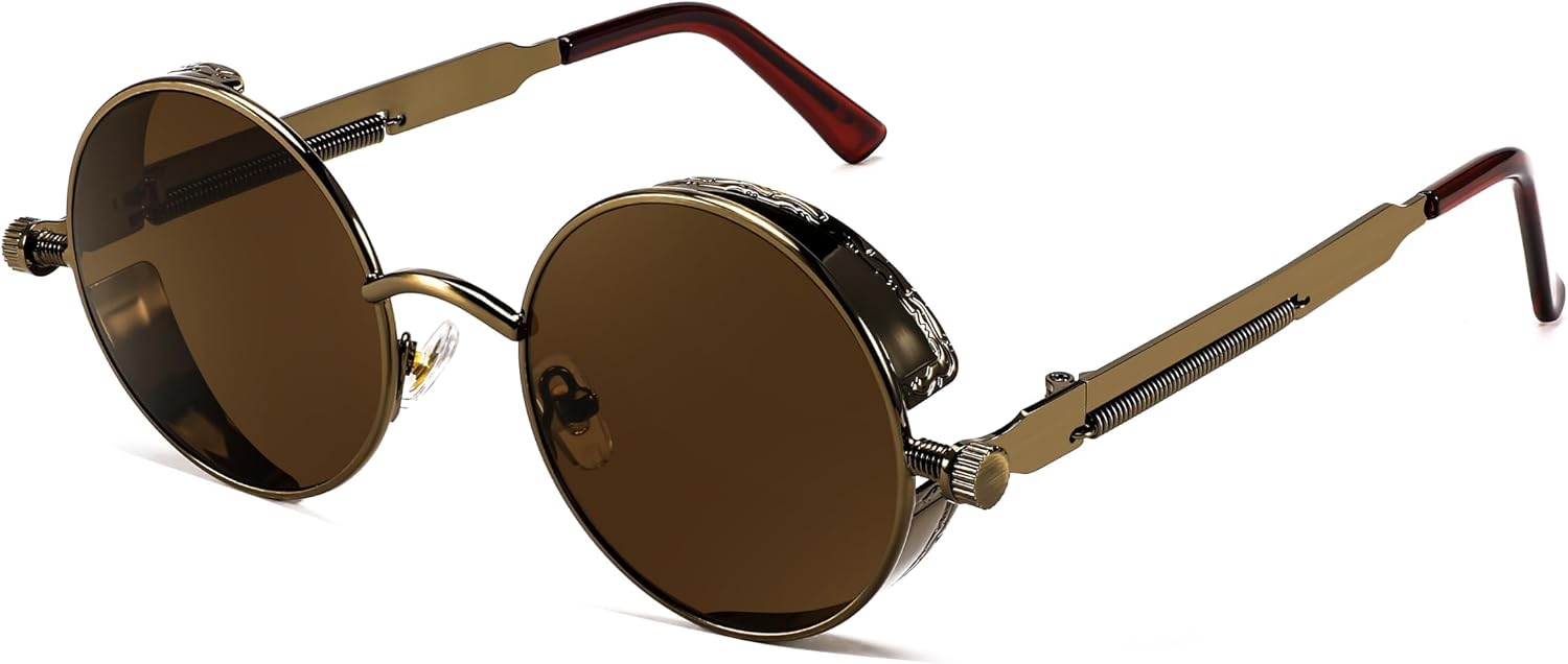 Bronze/Tea / 1.9 Inches | B0CP8SVFQJ | FEISEDY Retro Gothic Steampunk Sunglasses For Men Women