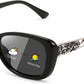 A-polarized Photochromic Black / 58 Millimeters | B0D2RBY6Z9 | FEISEDY Polarized Women Sunglasses Retro Shades Photochromic Lens Sparkling Crystal Sunglasses UV400 Protection B0144