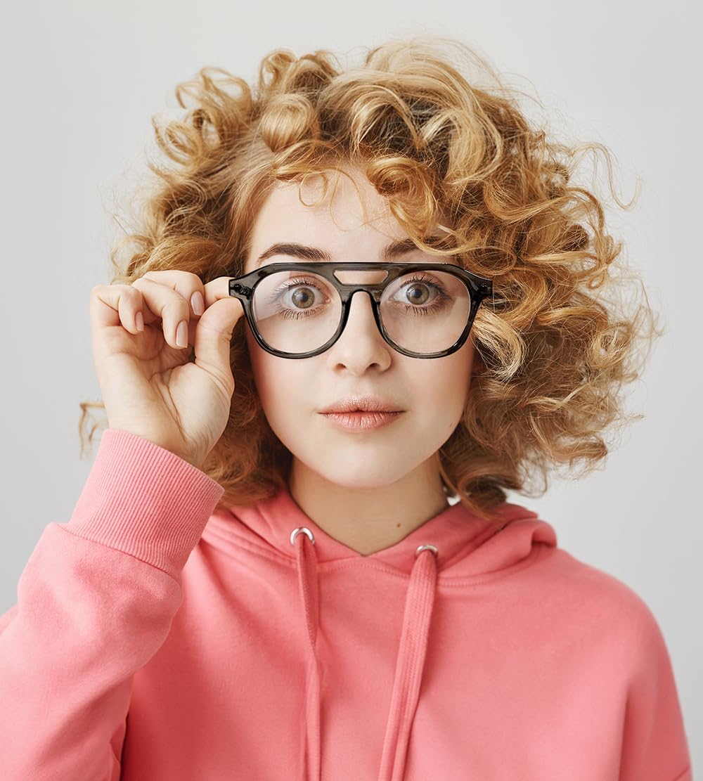 商品图片 24 | B0CJMDW1B6 | FEISEDY 70s Aviator Blue Light Blocking Glasses Square Pilot Frame Anti Glare Computer Glasses Women Men B0052