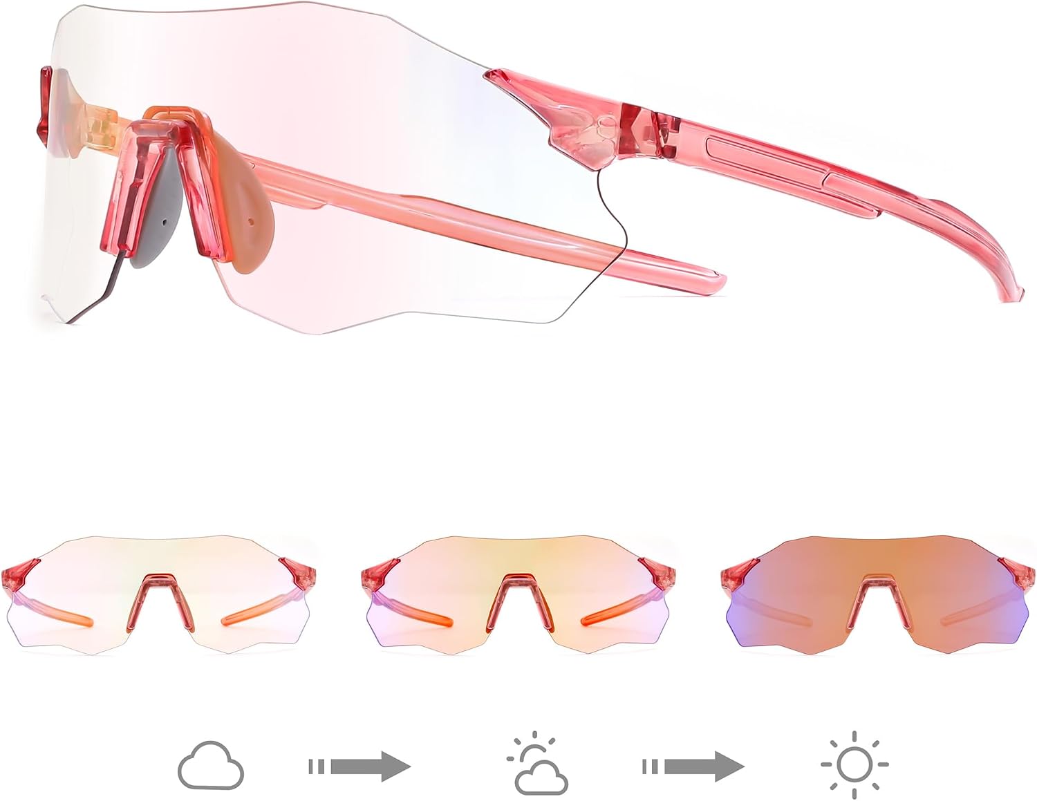 商品图片 4 | B0FHNVLT2X | FEISEDY Photochromic Cycling Glasses for Men Women Mountain Bike Sports Sunglasses UV Protection B0310