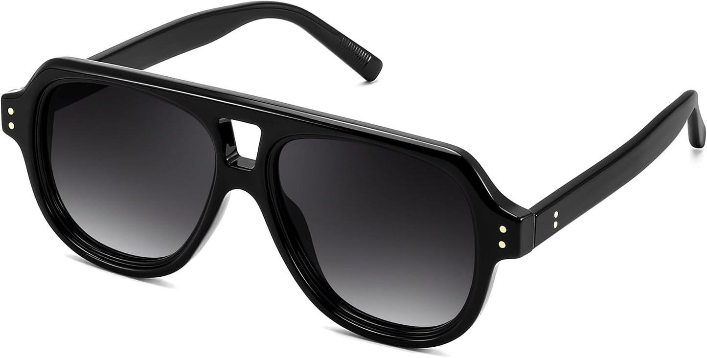 Black Frame & Gradient Grey Lens / 55 Millimeters | B0H1WQ8VQV | FEISEDY Retro Aviator Polarized Sunglasses Men Women Trendy Square B0433