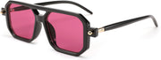 009 Black Frame & Purple Lens / 52 Millimeters | B0CHFC2B21 | FEISEDY Vintage Square 70s Flat Aviator Sunglasses Women Men Classic Retro Stylish Frame UV400 Sunglasses B2622