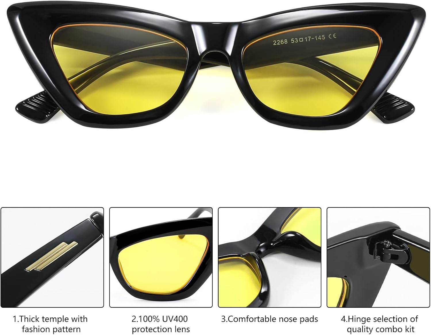 商品图片 11 | B09QKF53K5 | FEISEDY Vintage Small Cat Eye Sunglasses for Women Square Retro Cateye Eyewear B2869