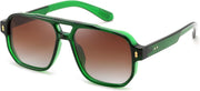 Transparent Green Frame & Gradient Brown Lens / 54 Millimeters | B0H79VQH1J | FEISEDY Retro Aviator Square Polarized Sunglasses Women Men Trendy B0444