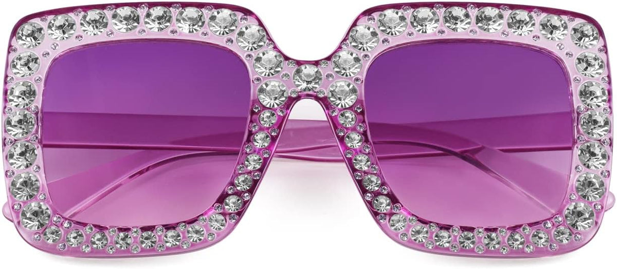 ÉÌƷͼƬ 46 | B077GMJCV8 | FEISEDY Women Sparkling Crystal Sunglasses Oversized Square Thick Frame B2283