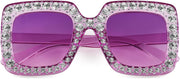ÉÌƷͼƬ 46 | B077GMJCV8 | FEISEDY Women Sparkling Crystal Sunglasses Oversized Square Thick Frame B2283