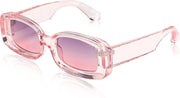 Pink / 68 Millimeters | B0B12GFR8K | FEISEDY Rectangle Sunglasses for Women Men Retro Y2k 90s Thick Frame Chunky Square Sunglasses UV400 Protection B2307
