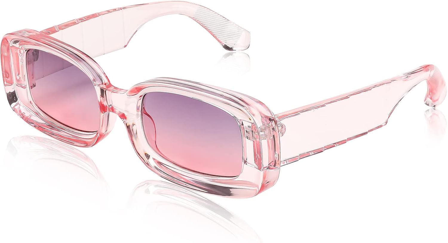 Pink / 68 Millimeters | B0B12GFR8K | FEISEDY Rectangle Sunglasses for Women Men Retro Y2k 90s Thick Frame Chunky Square Sunglasses UV400 Protection B2307