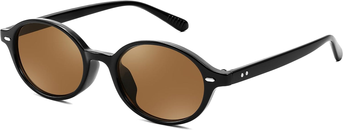 002 Black Frame & Tea / 47 Millimeters | B0DTHXHLCX | FEISEDY Retro Oval Sunglasses for Women 90s Narrow Round Lightweight Shades Y2k Trendy Sunnies B1171