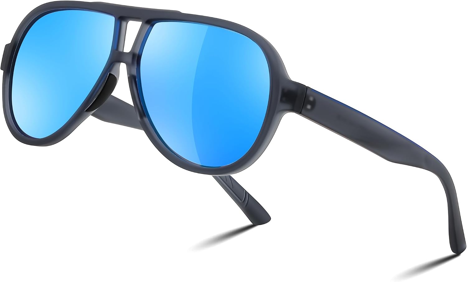 Polarized Grey Frame & Blue Lens / 58 Millimeters | B0D41ZLY97 | FEISEDY Polarized Sunglasses, TAC HD Lens, TR-90 Frame Lightweight, Retro Sunglasses for Women Men UV400 Protection B0171