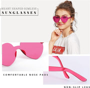 ÉÌƷͼƬ 12 | B09H3WMGMG | FEISEDY 2 Pack Rimless Heart Shaped Sunglasses Party Glasses Disco One Piece Transparent Trendy Love Glasses B2826-F2