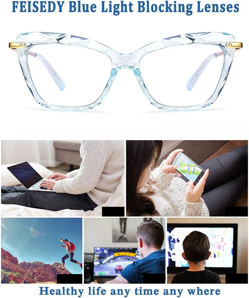 ÉÌƷͼƬ 17 | B07S9JPPPF | FEISEDY Crystal Cat Eye Glasses Frame Blue Light Blocking Computer Eyewear B2500