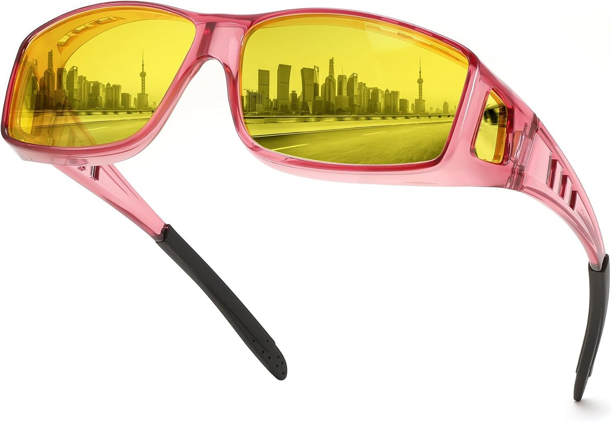 Pink *1 / 60 Millimeters | B0DH2F357M | FEISEDY Polarized Fit Over Glasses Sunglasses Men Women Wrap Around B2593