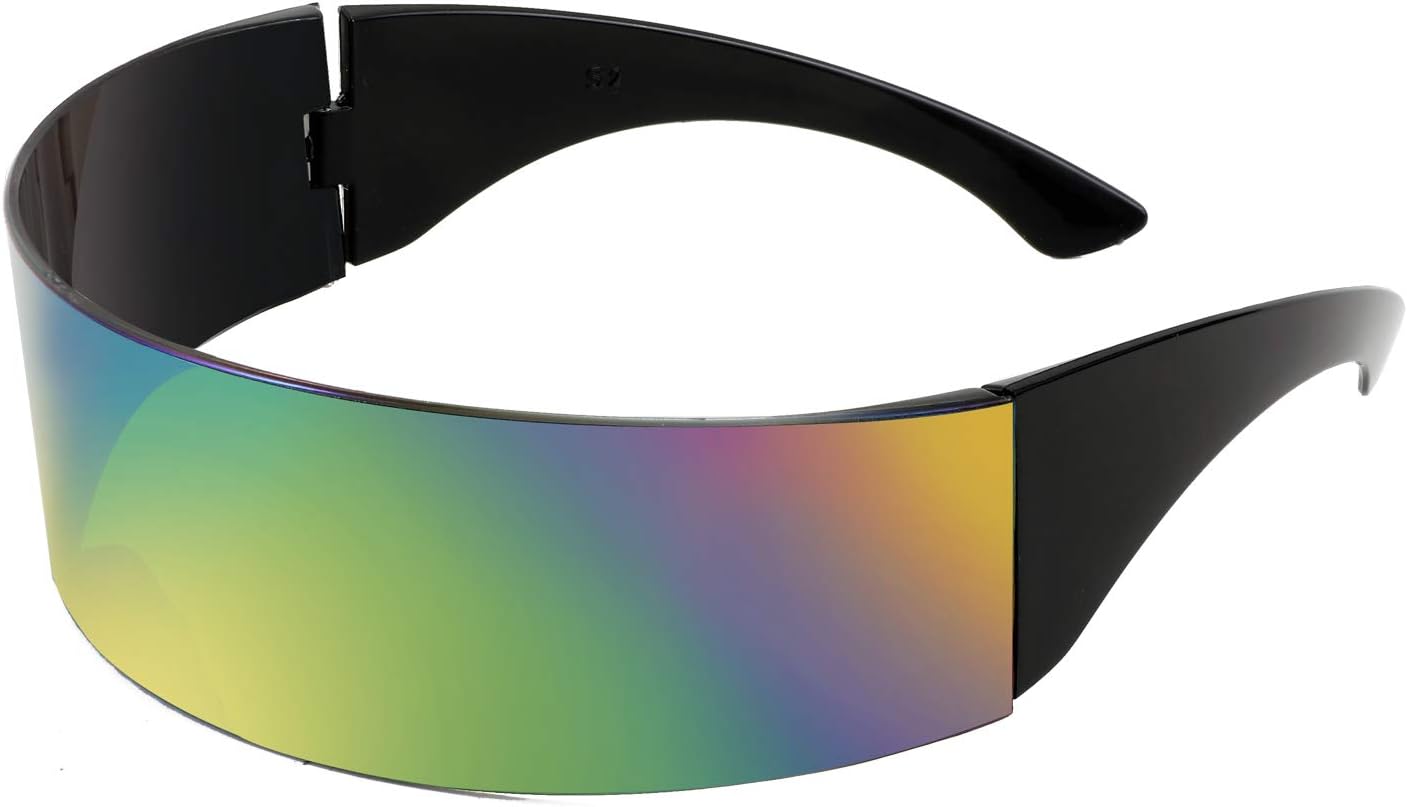 Colourful / 70 Millimeters | B08THVVZ49 | FEISEDY 80s Futuristic Cyclops Cyber Visor Sunglasses Men Women Punk Style Cosplay B2740