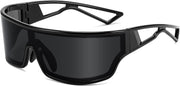Black Frame Grey Lens / 75 Millimeters | B0D3PY7DT1 | FEISEDY Trendy Futuristic Wrap Sunglasses Flat Top Mirrored One Piece Lens Reflective Sun Glasses for Women Men B0161