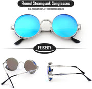 ÉÌƷͼƬ 47 | B0CHLX78KB | FEISEDY Retro Steampunk Sunglasses for Men Women, Round Metal Frame Gothic Vintage Style B2820