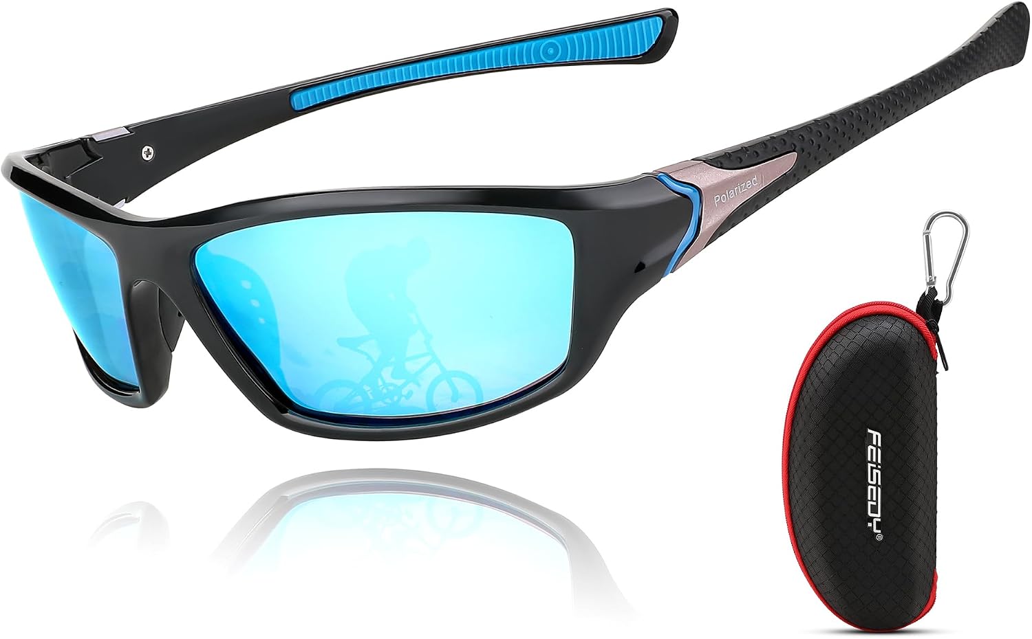 Black Frame/Blue Lens / 70 Millimeters | B09CTDQKRQ | FEISEDY Classic Men Polarized Sports Sunglasses Night Driving Yellow Lenses Cycling Fishing Driving Glasses B2674
