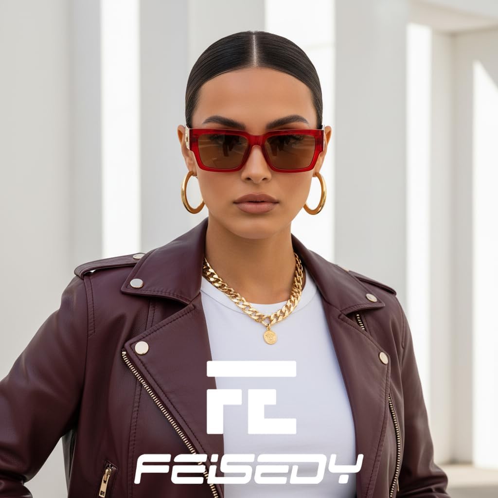商品图片 24 | B0GD5FWDBC | FEISEDY Retro Trendy Rectangle Polarized Sunglasses for Women Men,Classic Narrow Square Sun Glasses B0314