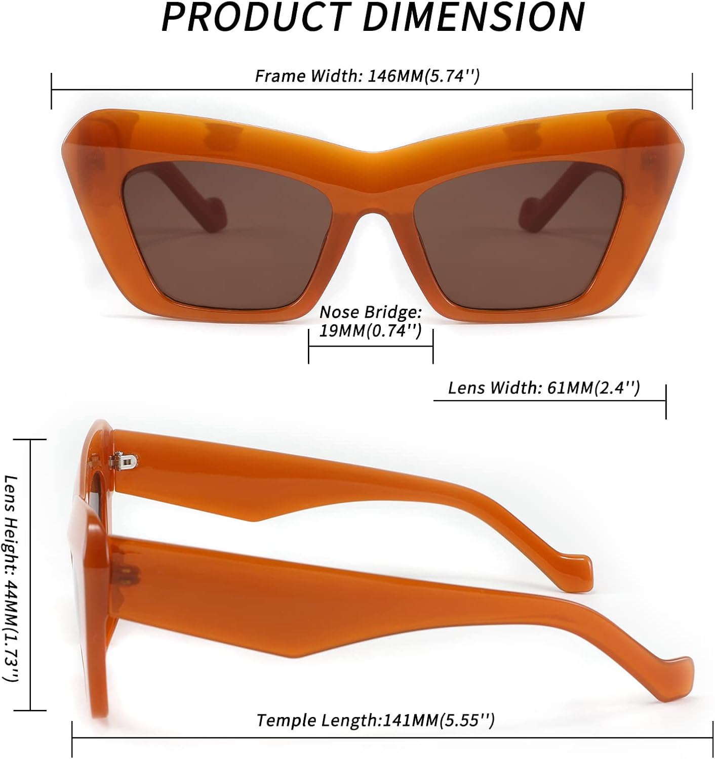 商品图片 14 | B09TFBWQ5G | FEISEDY Retro Square Cat Eye Sunglasses Jelly Colored Women Men 90s B2902