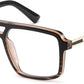 002 Tea Stripe Frame / 53 Millimeters | B0D9NGM435 | FEISEDY Retro Aviator Square Blue Light Glasses for Men Women B0209