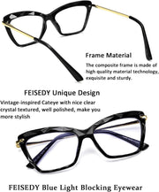 ÉÌƷͼƬ 6 | B07S9JPPPF | FEISEDY Crystal Cat Eye Glasses Frame Blue Light Blocking Computer Eyewear B2500