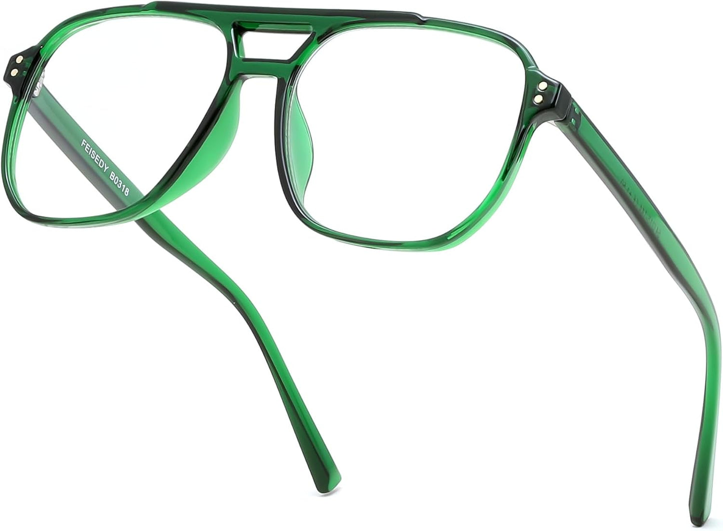 商品图片 18 | B0FWXP3HKW | FEISEDY Fashion Aviator Blue Light Reading Glasses for Woman Men B0318 | Square Pilot Computer Glasses, Anti Eyestrain Glare Readers