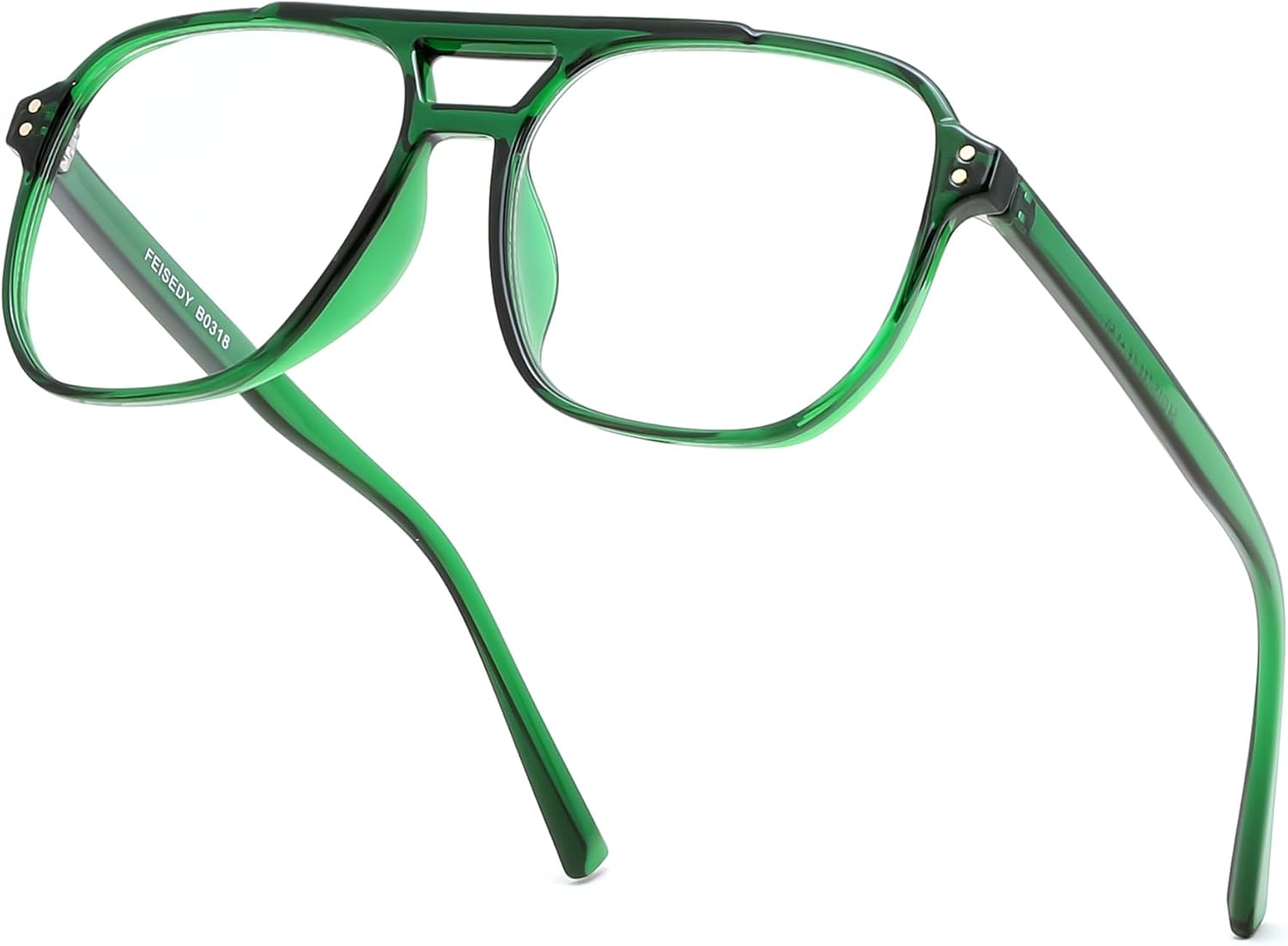 商品图片 18 | B0FWXP3HKW | FEISEDY Fashion Aviator Blue Light Reading Glasses for Woman Men B0318 | Square Pilot Computer Glasses, Anti Eyestrain Glare Readers
