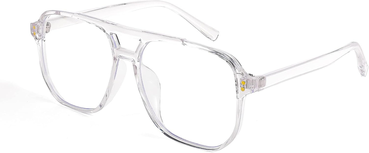 Transparent Frame / 54 Millimeters | B09MRRKDV3 | FEISEDY Blue Light Glasses for Women Men Oversized Pilot Lightweight B2866
